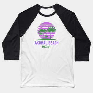 Retro Cool Akumal Beach Mexico Sunset Baseball T-Shirt